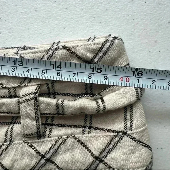 Anthropologie Windowpane Trousers Wide Leg High Rise Belted Ivory‎ Sz M - Picture 15 of 15